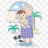 奶奶照顾孙子