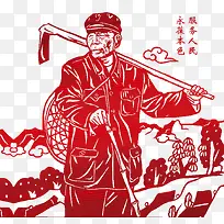 五一劳动节红色劳动农民装饰插图