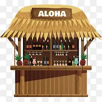 一个矢量海边茅草屋小店