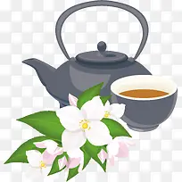 手绘卡通茶壶茶杯