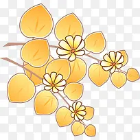 卡通手绘秋天黄色花朵
