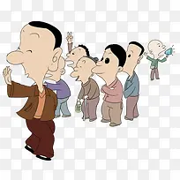 卡通人物围观