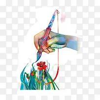 手绘绘画矢量图