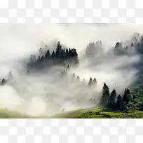 云雾仙境山林海报背景