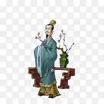 卡通手绘中国古代文人