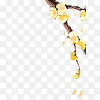 手绘黄花黄色树枝手绘树枝