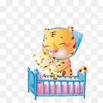 卡通虎妈妈小老虎素材