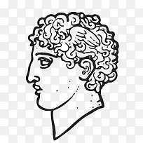 素描卷发男人侧面图