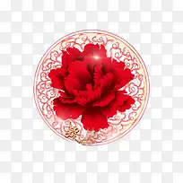 红色花朵装饰图案免抠