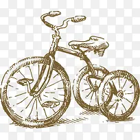 卡通手绘线条三轮自行车
