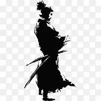 黑色手绘人物png