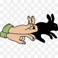 卡通兔子剪影手势