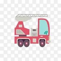灰红色卡通消防车