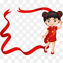 红色旗袍中国女孩