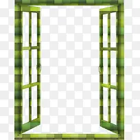绿色格子窗户