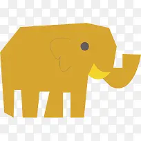 矢量图水彩黄色大象