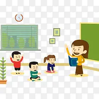给幼儿园小朋友讲故事的老师