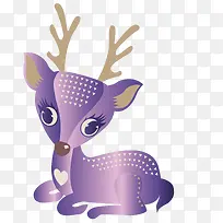 卡通手绘紫色的小鹿