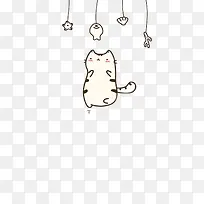 卡通猫咪吃鱼装饰免扣素材