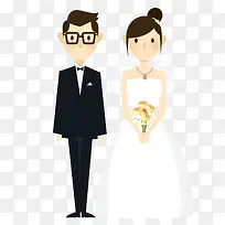 矢量手绘情侣新婚夫妇