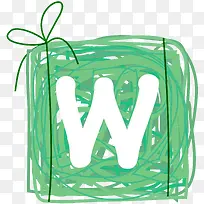 卡通手绘圆圈字母W