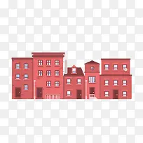 扁平化红砖多层建筑素材