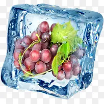 夏日冰块海报水果葡萄