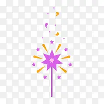 紫色五角星魔术棒元素