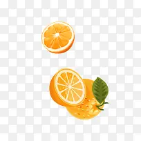 卡通香橙和半个橙子