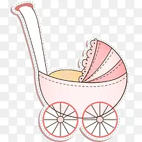 粉色线条婴儿车