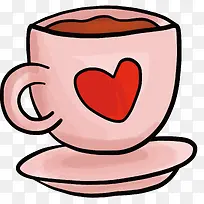 粉红色爱心花纹咖啡杯
