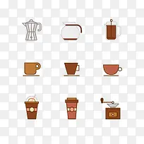 矢量卡通简约彩色咖啡杯咖啡器具
