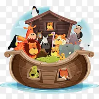 木船屋上的动物群体