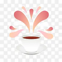 矢量粉色花形咖啡杯