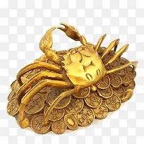 金色铜钱螃蟹纯铜摆设