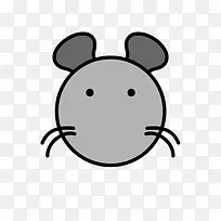 灰色手绘老鼠卡通图标