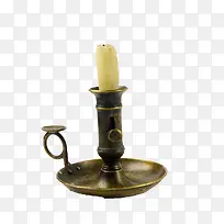 金色斑驳带蜡烛的烛台古代器物实