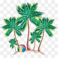 水彩手绘椰子树