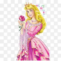 卡通拿玫瑰花的美女公主