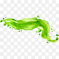矢量手绘绿色水彩液体