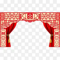 红色中国风喜字门楣
