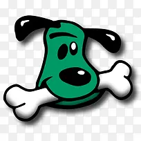 绿色可爱小狗啃骨头PNG图标