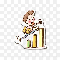 上阶梯的小男孩卡通图