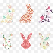 矢量手绘兔子形状贴花