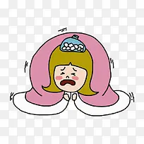 盖被子的女孩