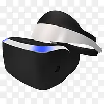 蓝色灯光黑白色头戴VR头盔
