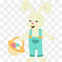复活节提着篮子的兔子