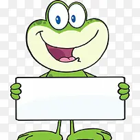 可爱青蛙拿纸板