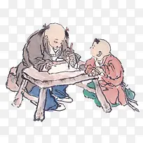 古代学堂读书书童