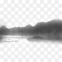 水墨湖光景色效果元素